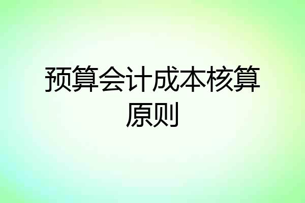 预算会计成本核算原则