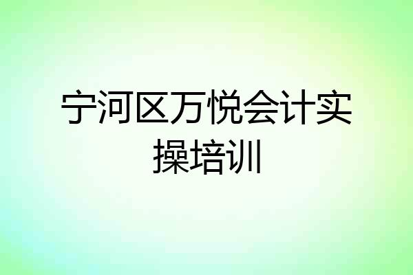 宁河区万悦会计实操培训