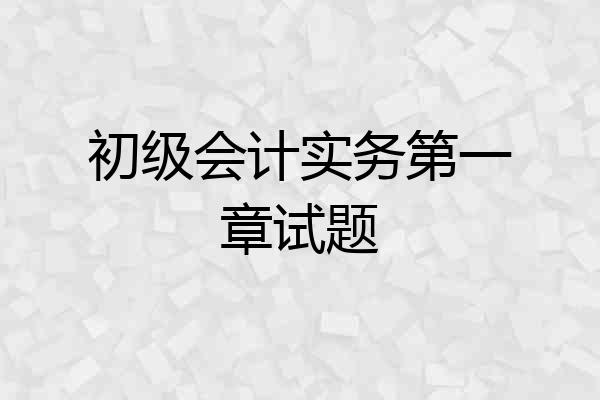 初级会计实务第一章试题
