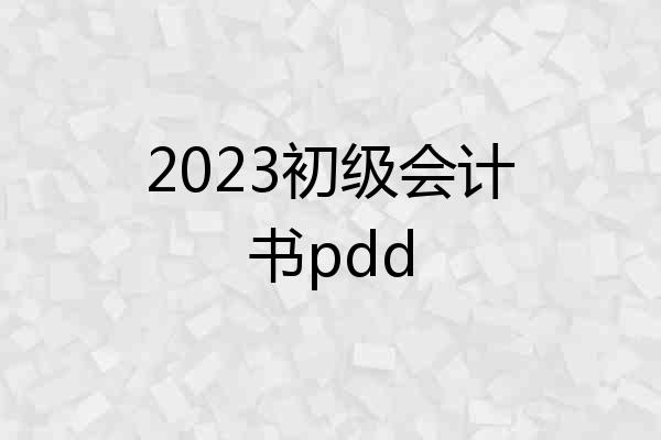 2023初级会计书pdd