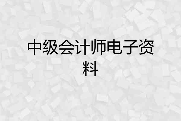 中级会计师电子资料