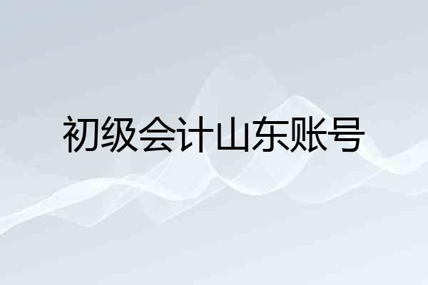 初级会计山东账号