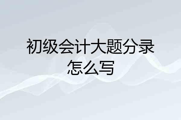 初级会计大题分录怎么写