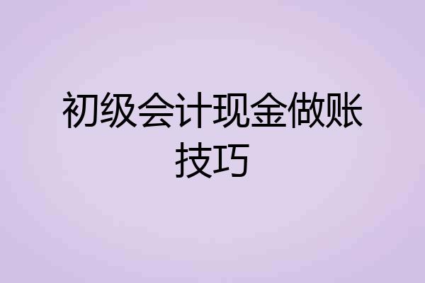 初级会计现金做账技巧