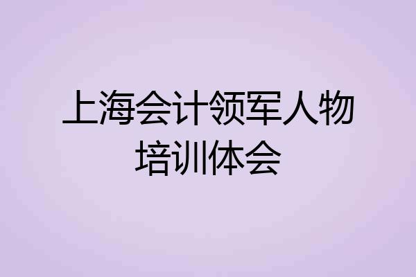 上海会计领军人物培训体会