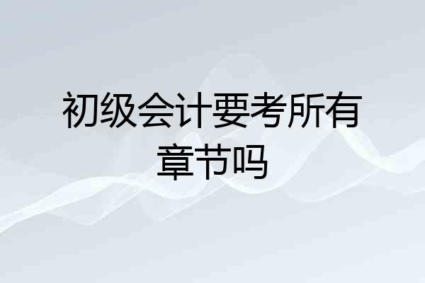 初级会计要考所有章节吗