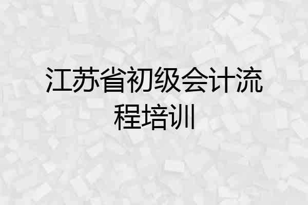 江苏省初级会计流程培训