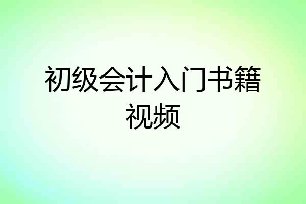 初级会计入门书籍视频