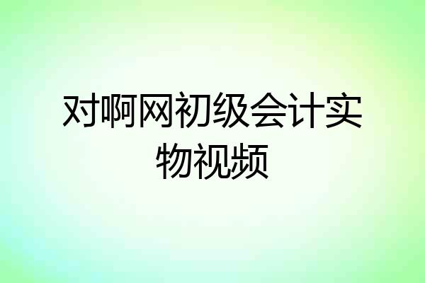 对啊网初级会计实物视频