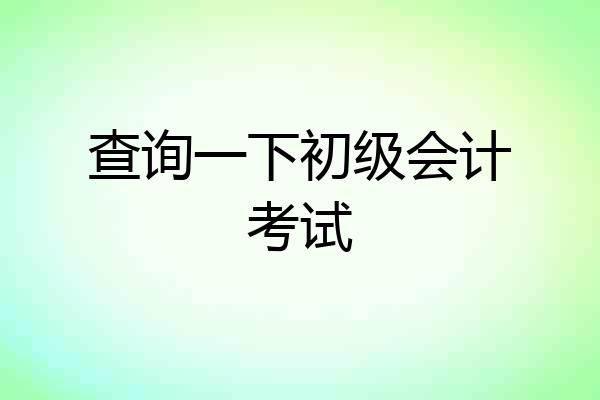 查询一下初级会计考试