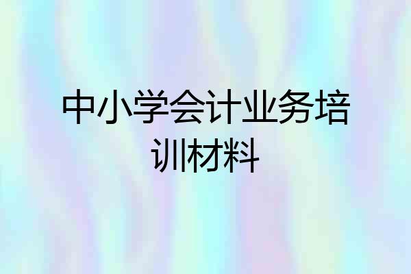 中小学会计业务培训材料