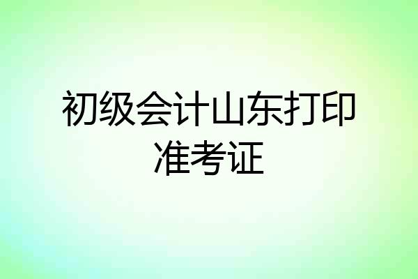 初级会计山东打印准考证