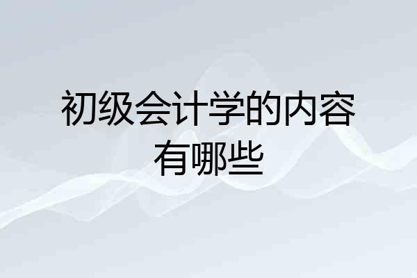 初级会计学的内容有哪些