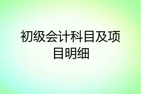 初级会计科目及项目明细