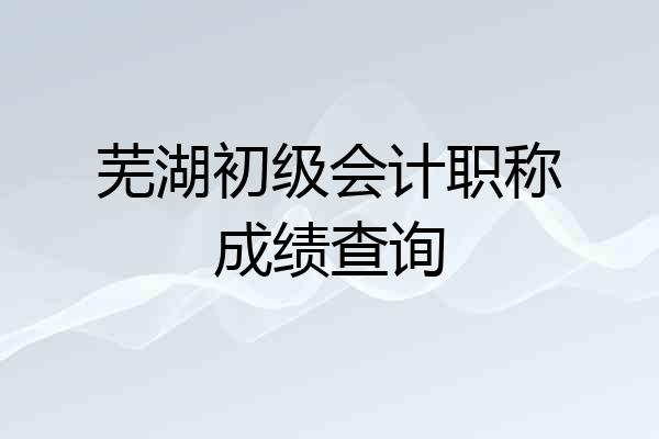 芜湖初级会计职称成绩查询