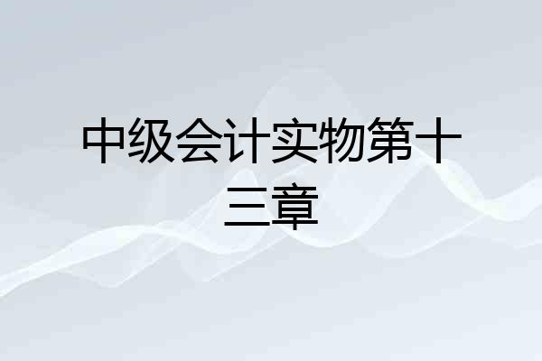 中级会计实物第十三章