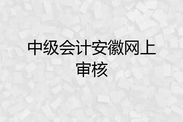 中级会计安徽网上审核