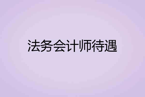法务会计师待遇