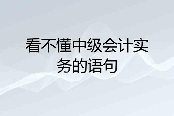 看不懂中级会计实务的语句