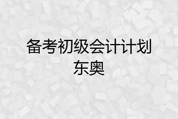 备考初级会计计划东奥