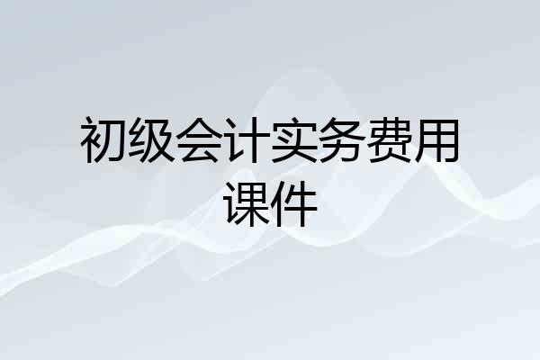 初级会计实务费用课件