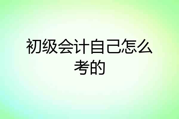 初级会计自己怎么考的