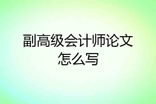 副高级会计师论文怎么写