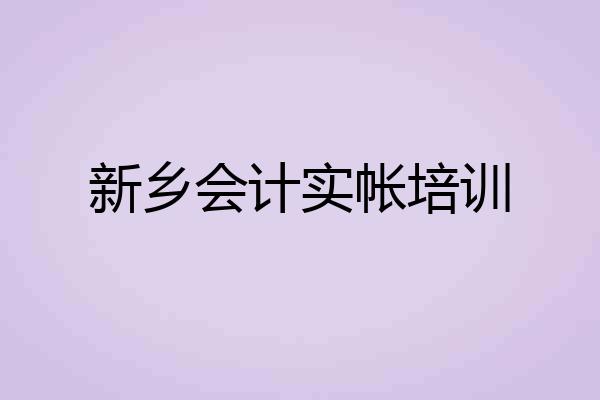 新乡会计实帐培训