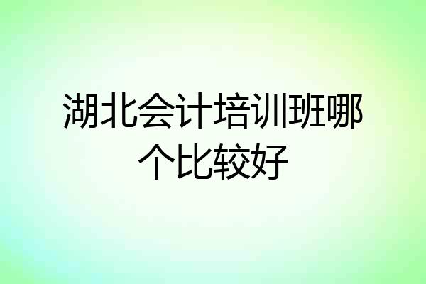 湖北会计培训班哪个比较好