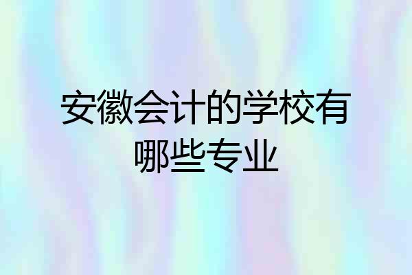 安徽会计的学校有哪些专业