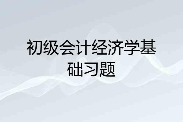 初级会计经济学基础习题