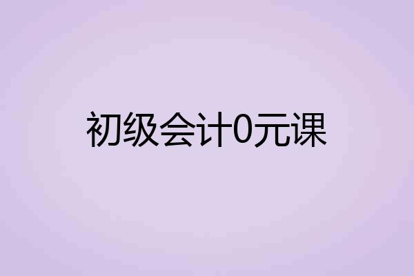 初级会计0元课
