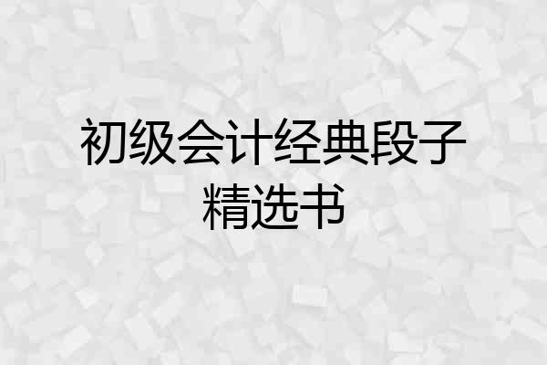 初级会计经典段子精选书