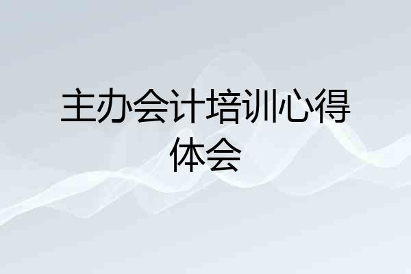 主办会计培训心得体会