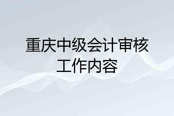 重庆中级会计审核工作内容
