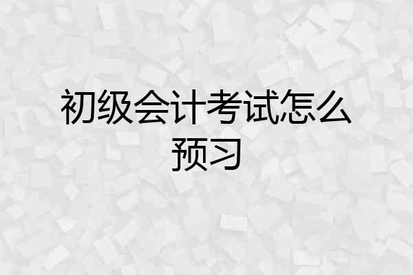 初级会计考试怎么预习