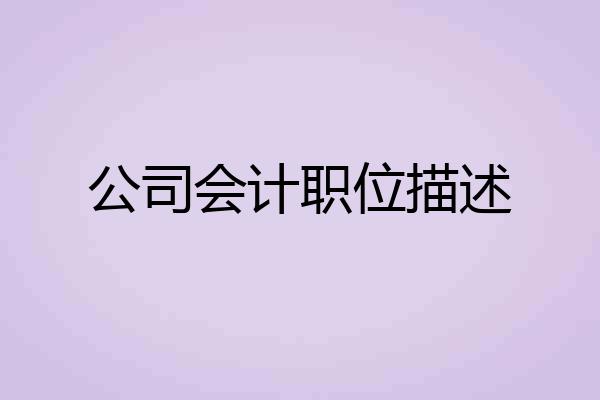 公司会计职位描述