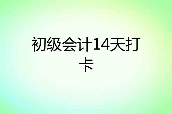 初级会计14天打卡