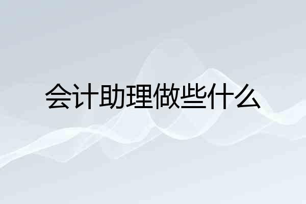 会计助理做些什么