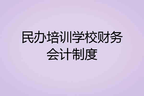 民办培训学校财务会计制度