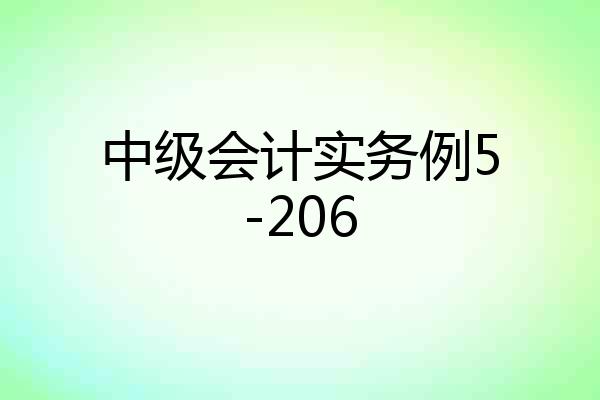 中级会计实务例5-206