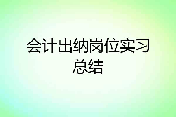 会计出纳岗位实习总结