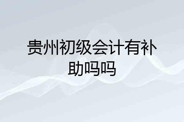 贵州初级会计有补助吗吗