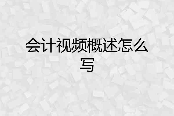 会计视频概述怎么写