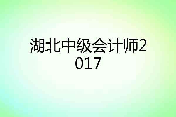 湖北中级会计师2017