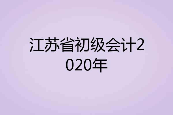 江苏省初级会计2020年