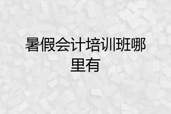 暑假会计培训班哪里有
