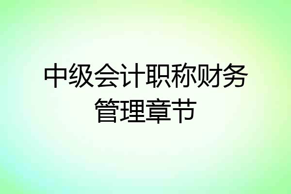中级会计职称财务管理章节