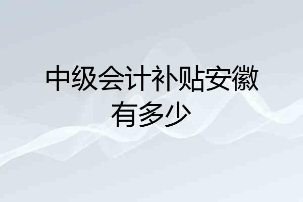 中级会计补贴安徽有多少