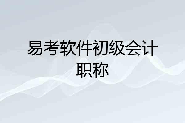 易考软件初级会计职称